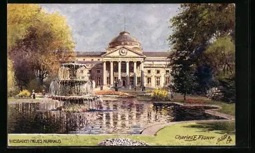 Künstler-AK Charles F. Flower: Wiesbaden, Neues Kurhaus