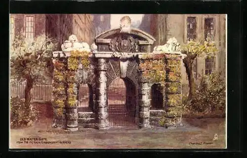 Künstler-AK Charles F. Flower: Old water gate from the Victoria embankment gardens