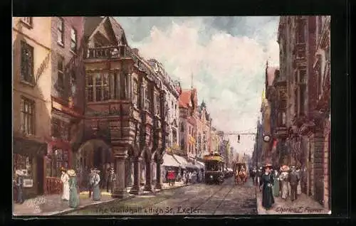 Künstler-AK Charles F. Flower: Exeter, The Guildhall & High Street