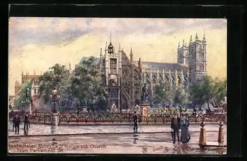 Künstler-AK Charles F. Flower: London, Westminster Abbey & St. Margaret`s Church