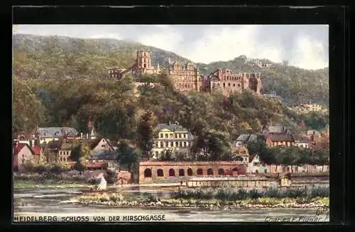 Künstler-AK Charles F.Flower: Heidelberg, Schloss von der Hirschgasse