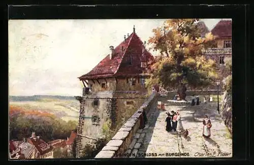 Künstler-AK Charles F.Flower: Tübingen, Schloss Hohentübingen mit Burglinde