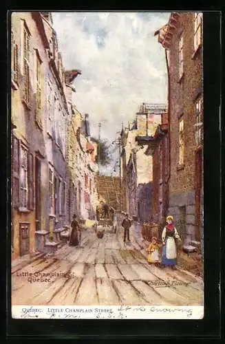 Künstler-AK Charles F. Flower: Quebec, Little Champlain Street