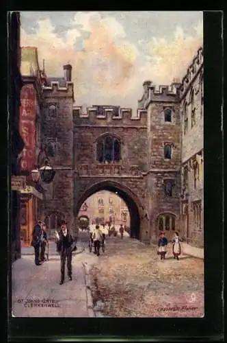 Künstler-AK Charles F. Flower: Clerkenwell, St. Johns Gate