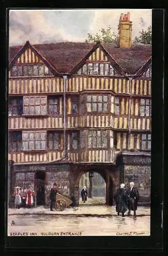 Künstler-AK Charles F. Flower: London, Staples Inn, Holborn Entrance