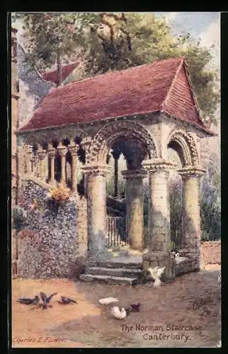 Künstler-AK Charles F. Flower: Canterbury, The Norman Staircase