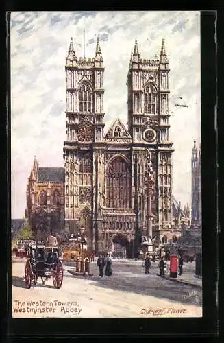 Künstler-AK Charles F.Flower: London, The Western Towers, Westminster Abbey