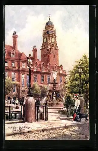 Künstler-AK Charles F. Flower: Leicester, Municipal Buildings