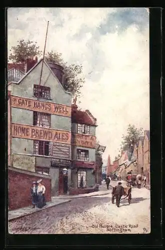Künstler-AK Charles F. Flower: Nottingham, Old Houses, Castle Road
