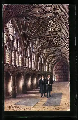 Künstler-AK Charles F. Flower: Gloucester, Cathedral, Cloisters