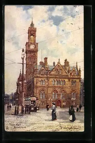 Künstler-AK Charles F. Flower: Bradford, Town Hall