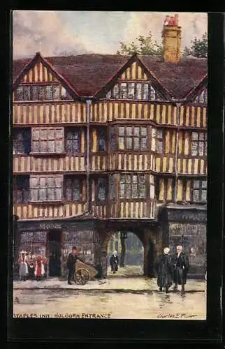 Künstler-AK Charles F. Flower: London, Staples Inn, Holborn Entrance