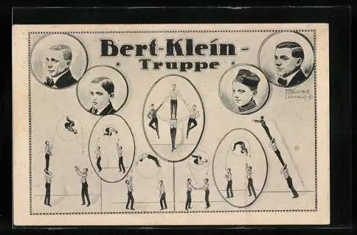 Künstler-AK Die Bert-Klein Akrobaten-Truppe