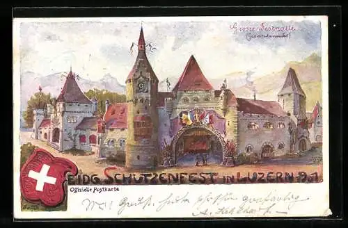 Künstler-AK Luzern, Grosse Festhalle, Eidg. Schützenfest 1901