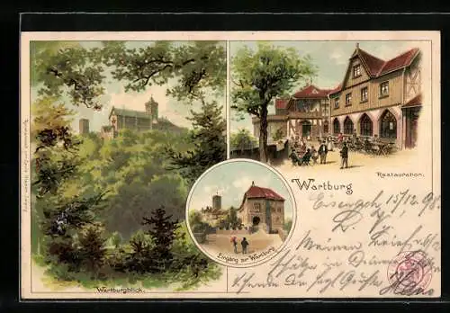 Lithographie Eisenach, Restauration an der Wartburg