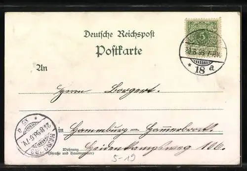 Lithographie Berlin, Schlossplatz, Schlossbrunnen