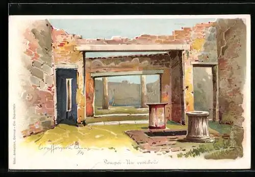 Lithographie Pompei, Un vestibolo