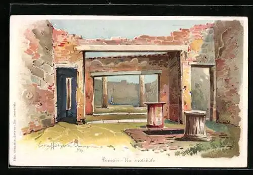 Lithographie Pompei, Un vestibolo