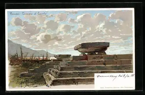 AK Pompei, bei Ausgrabung entdeckter Herkules-Tempel, Tempio d`Ercole