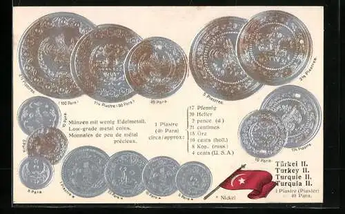 AK türkische Währung mit wenig Edelmetall, Piastres und Para