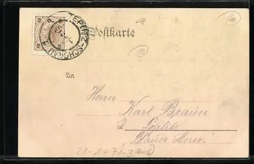 Lithographie Rheinfall, Schloss Wörth, Halt gegen das Licht: stürzender Mann