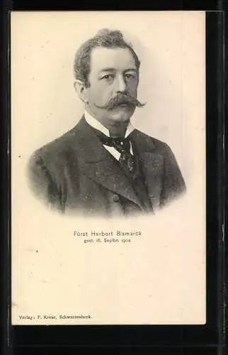 AK Fürst Herbert Bismarck, gest. 18.09.1904