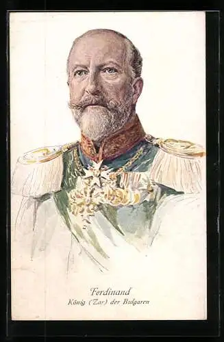 AK Porträt von Zar Ferdinand von Bulgarien in Uniform