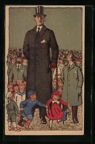 Künstler-AK Van Albert, der grösste Mensch der je gelebt