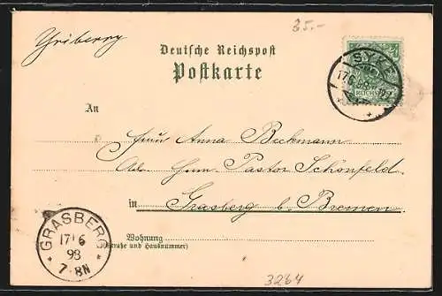 Lithographie Syke, Langestrasse, Kriegerdenkmal, Kirche, Villa Klatte