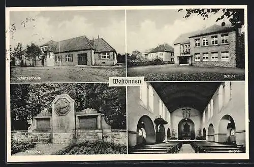 AK Westönnen, Gasthaus Schützenhalle, Schule, Ehrenmal
