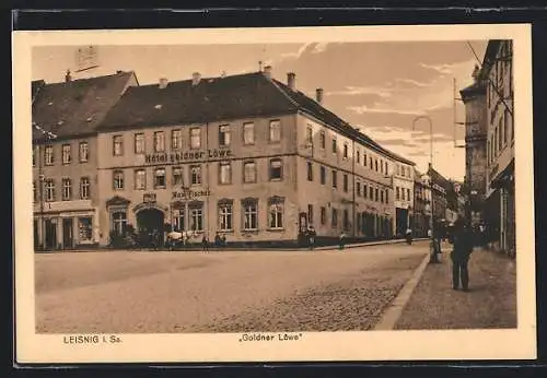 AK Leisnig i. Sa., Hotel Goldner Löwe