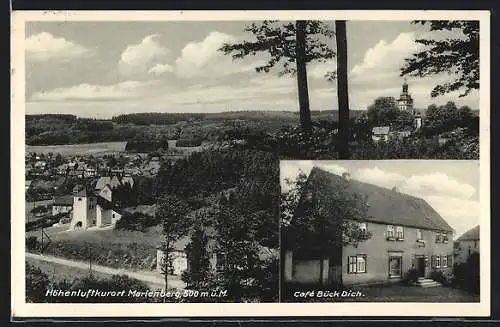 AK Marienberg / Westerwald, Café Bück Dich, Ortsansicht aus der Vogelschau