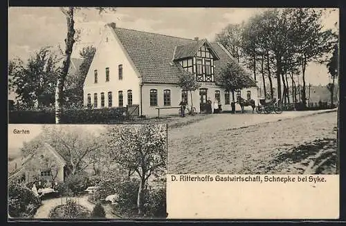 AK Schnepke bei Syke, D. Ritterhoffs Gasthaus mit Garten