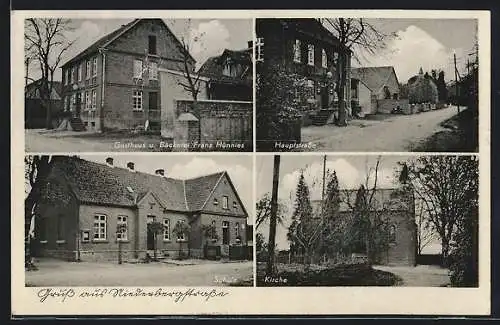 AK Werl, Gasthaus u. Bäckerei Franz Hünnies i. d. Niederbergstrasse, Hauptstrasse, Schule