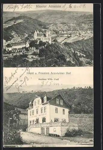 AK Arnstein / Kloster, Hotel und Pension Arnsteiner Hof v. Wilh. Pfaff, das Kloster