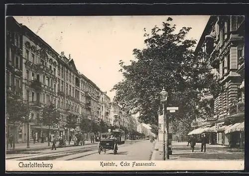AK Berlin-Charlottenburg, Kantstr., Ecke Fasanenstrasse, Strassenbahn