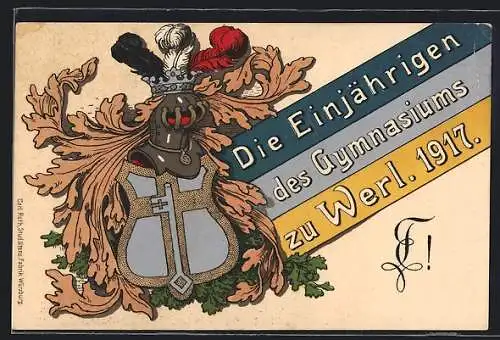 Künstler-AK Werl, Absolvia der Einjährigen des Gymnasiums 1917