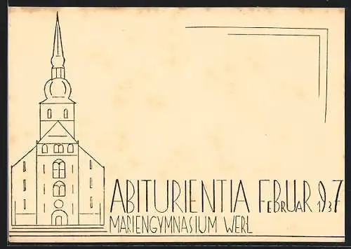 Künstler-AK Werl, Absolvia des Mariengymnasium 1937