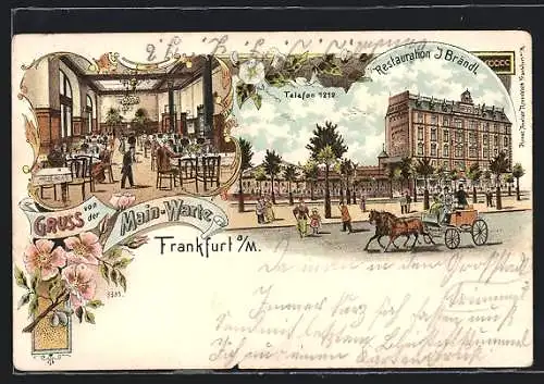 Lithographie Frankfurt, Restaurant J. Brändl an der Main-Warte