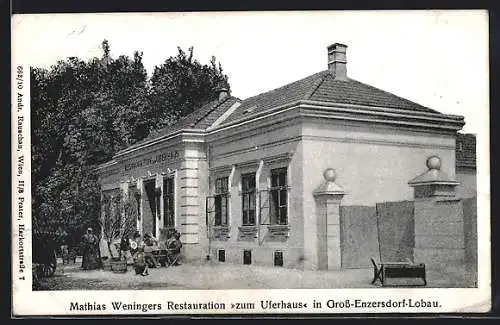 AK Gross-Enzersdorf, Lobau, Mathias Weninger`s Restaurant Zum Uferhaus