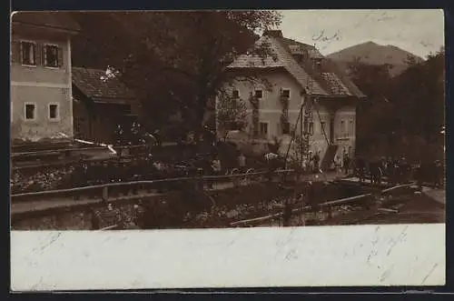 AK Reichenau, Soldaten in Uniform bei einer Übung