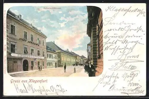 AK Klagenfurt, Josef Janach`s Einkehrgasthaus in der Bahnhofstrasse