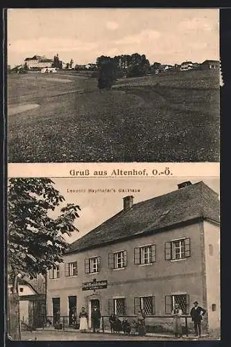 AK Altenhof /O.-Ö., Leopold Mayrhofers Gasthaus, Ortsansicht