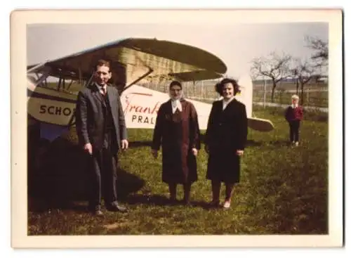 2 Fotografien Flugzeug Hochdecker, Kennung D-EDDO, Reklame Frankonia Schokolade & Pralinen