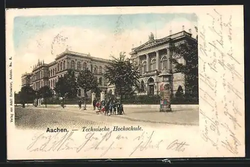 AK Aachen, Technische Hochschule mit Litfasssäule