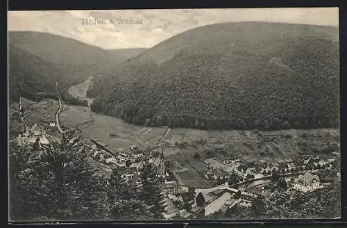 AK Höfen b. Wildbad, Panorama mit Kirche