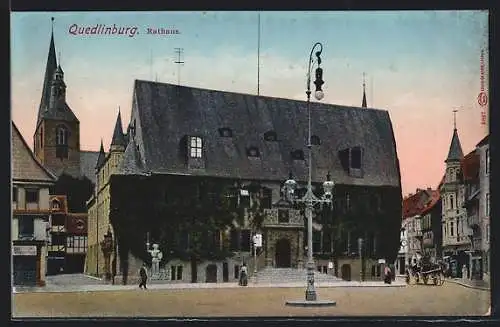 AK Quedlinburg, Rathaus mit Laterne