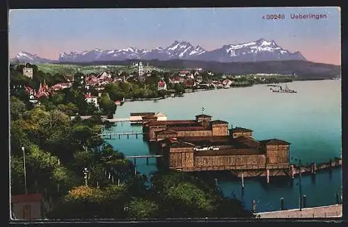 AK Ueberlingen / Bodensee, Teilansicht mit Uferpartie