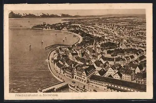 AK Friedrichshafen a. Bodensee, Teilansicht mit Kirche