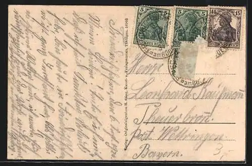 AK Friedrichshafen a. Bodensee, Teilansicht mit Kirche